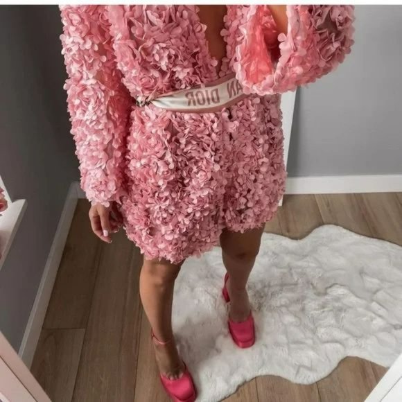 RARE ZARA FLORAL KNIT COAT PINK - Picture 9 of 16